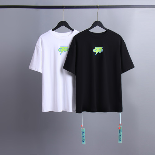 Off White Logo Printed Short Sleeve Unisex Street Casual Cotton T-shirt