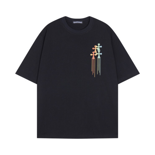 Chrome Hearts Colorful Cross Short Sleeve Unisex Casual Loose T-shirt