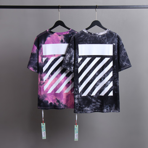 Off White Fashion Zebra Tie Dye Short Sleeve Unisex Casual Street T-shirt