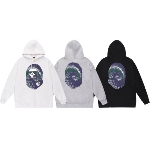 BAPE/A/Bathing Ape Tie Dyed Ape Head Printed Hoodie Unisex Casual Sweatshirt
