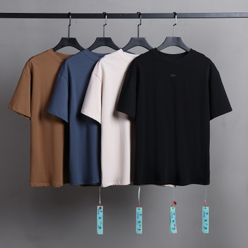 Off White Fashion Simple Cotton T-shirt Unisex Casual Loose Street Short Sleeve