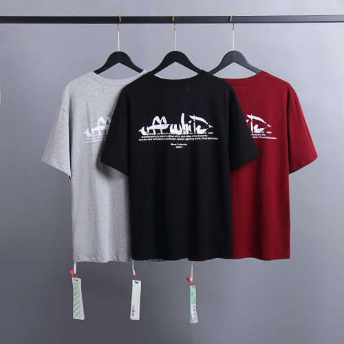 Off White Fashion Graffiti Drawing Arrow Short Sleeve Casual Cotton T-shirt