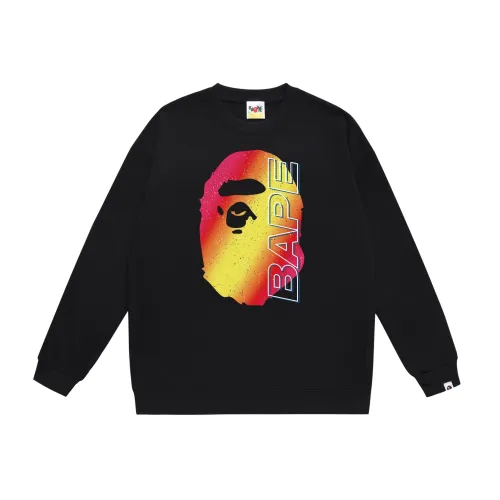 BAPE/A/Bathing Ape Gradient Grained Ape Head Letter Printed Sweatshirt Unisex Casual Round Neck Sweatshirt
