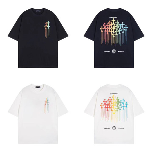 Chrome Hearts Colorful Cross Short Sleeve Unisex Casual Loose T-shirt