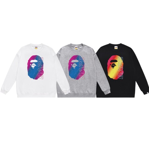 BAPE/A/Bathing Ape Gradient Grained Ape Head Letter Printed Sweatshirt Unisex Casual Round Neck Sweatshirt