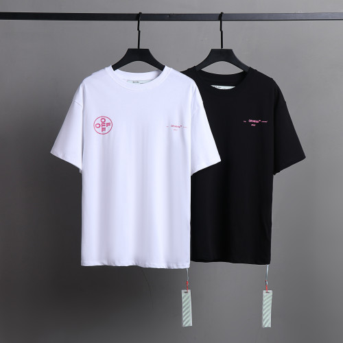 Off White Colorful Logo Tee Unisex Street Casual Cotton Short Sleeve