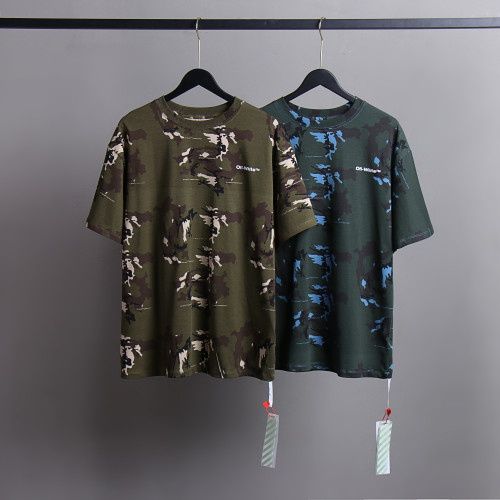 Off White Fashion Camouflage Short Sleeve Unisex Loose Casual T-shirt