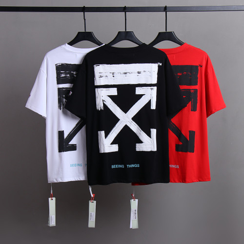 Off White Artistic Logo Printed Short Sleeve Unisex Casual Loose T-shirt