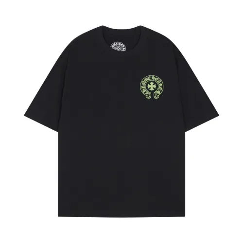 Chrome Hearts Classic Colorful Sanskrit Cross Print Short Sleeve Unisex Casual Loose T-shirt