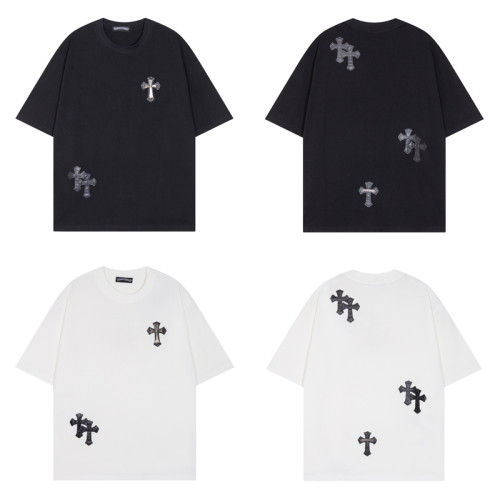 Chrome Hearts Cross Logo Short sleeved Unisex High Street Casual T-shirt