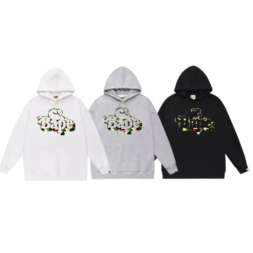 BAPE/A/Bathing Ape Camo Cartoon BABY MILO Printed Hoodie Unisex Casual Sweatshirt