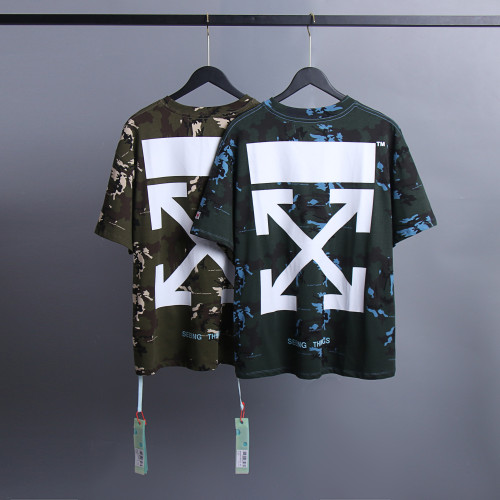 Off White Fashion Camouflage Short Sleeve Unisex Casual Street T-shirt