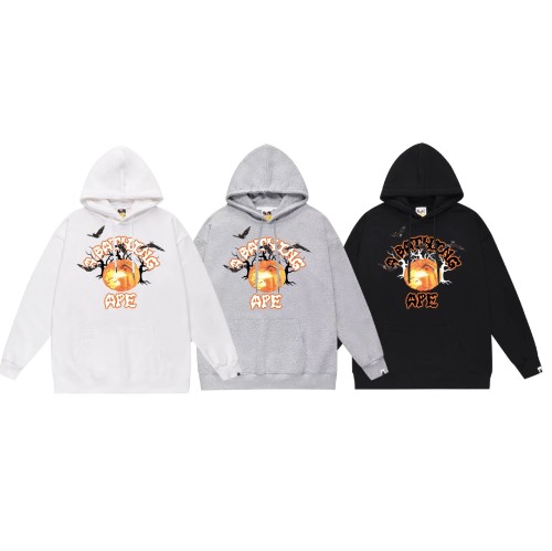 BAPE/A/Bating Ape Halloween Pumpkin Letter Bat Print Hoodie Unisex Casual Sweatshirt