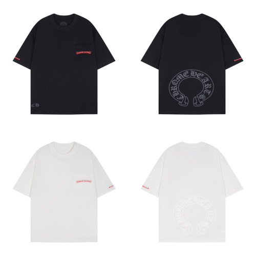 Chrome Hearts Classic Horseshoe Sanskrit Printed Short Sleeve Unisex Casual Loose T-shirt