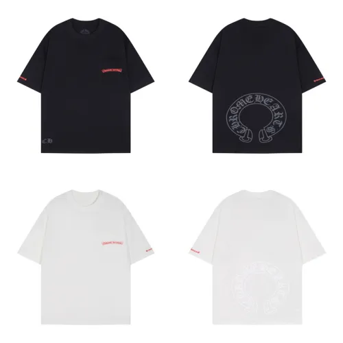 Chrome Hearts Classic Horseshoe Sanskrit Printed Short Sleeve Unisex Casual Loose T-shirt