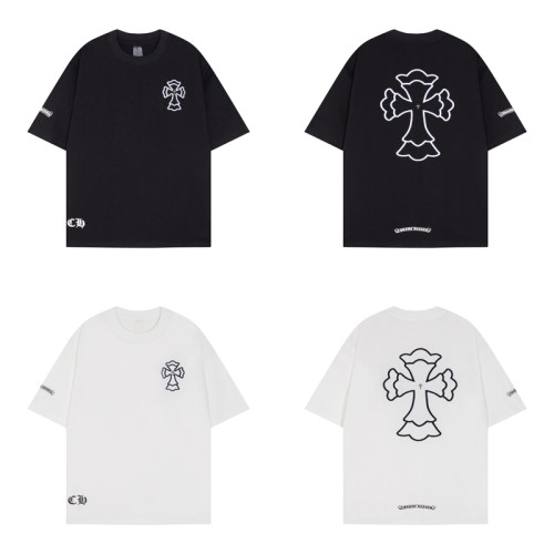 Chrome Hearts Metal Cross Embroidered Short Sleeve Unisex Casual Loose T-shirt