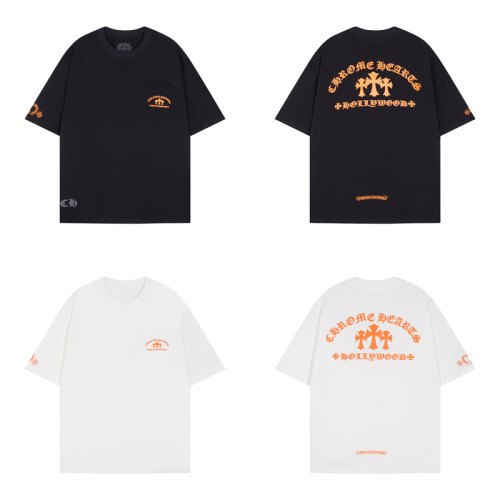 Chrome Hearts Cross Sanskrit Printed Short Sleeve Unisex Casual Loose T-shirt