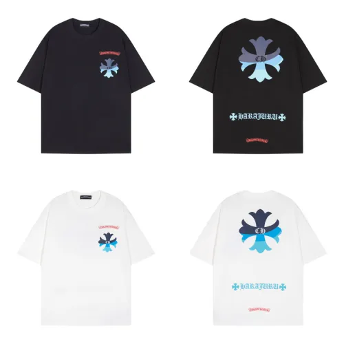 Chrome Hearts Classic Contrast Cross Logo Printed Short Sleeve Unisex High Street Casual T-shirt