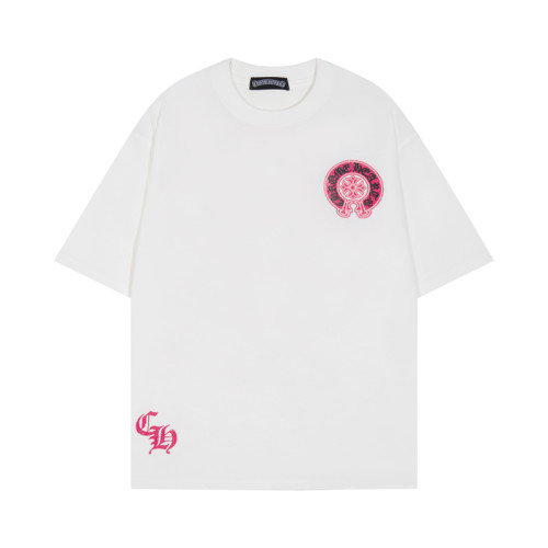Chrome Hearts Horseshoe Cross Sanskrit Printed Short Sleeve Unisex Casual Loose T-shirt