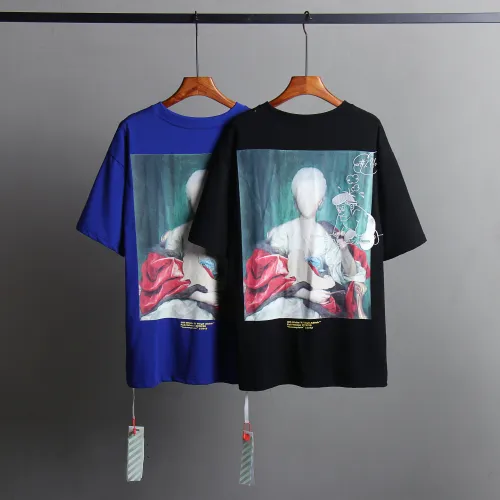 Off White Fashion Artistic Pattern Short Sleeve Unisex Casual Cotton Tee