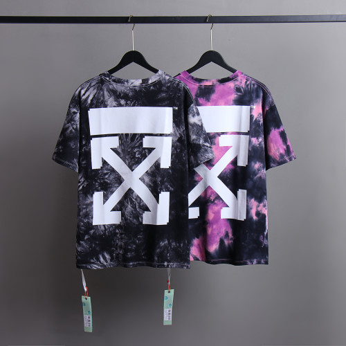 Off White Fashion Arrow Tie Dye Classic T-shirt Unisex Casual Street Short Sleeve