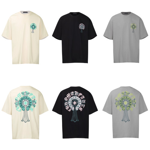 Chrome Hearts Colorful Horseshoe Buckle Cross Short Sleeve Unisex Casual Versatile T-shirt