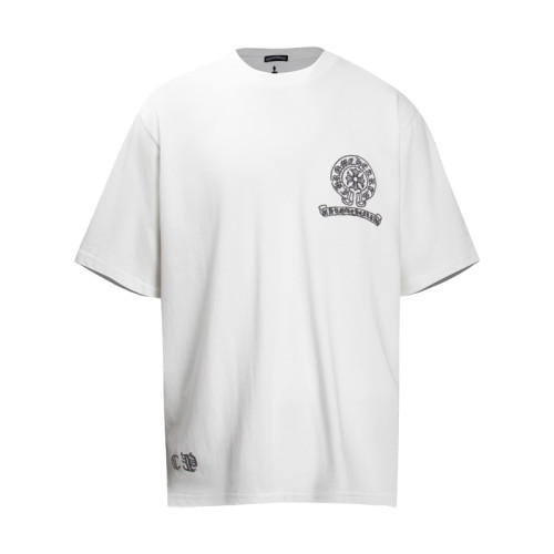 Chrome Hearts Silver Heavy Industry Embroidery Short Sleeve Couple Versatile Casual T-Shirt