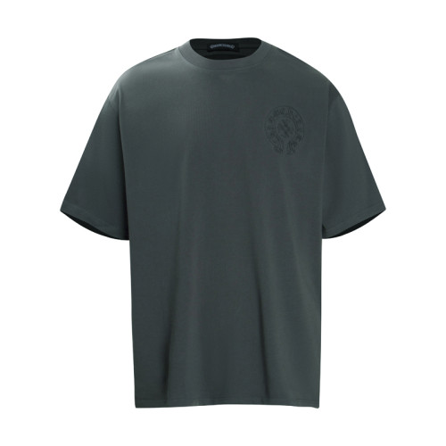 Chrome Hearts Heavy Industry Embroidered Horseshoe Cross Sanskrit Letter Short Sleeve Unisex Casual T-shirt