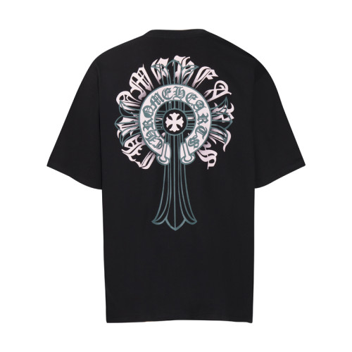 Chrome Hearts Colorful Horseshoe Buckle Cross Short Sleeve Unisex Casual Versatile T-shirt