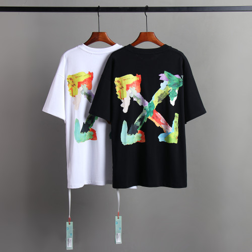 Off White Graffiti Arrows Printed T-shirt Unisex Casual Street Short Sleeve