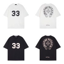 Chrome Hearts Classic Horseshoe Cross Print Short Sleeve Unisex Casual Versatile T-shirt