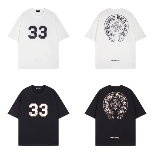 Chrome Hearts Classic Horseshoe Cross Print Short Sleeve Unisex Casual Versatile T-shirt