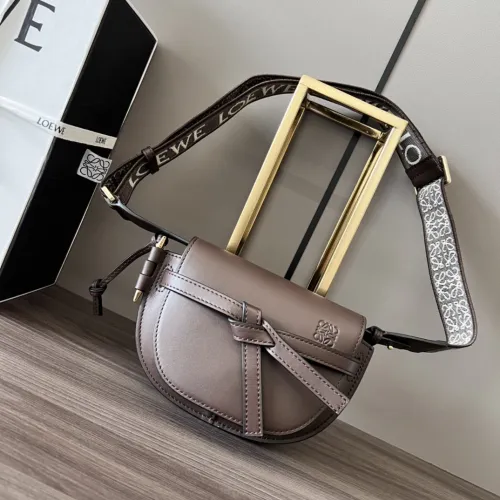 Loewe Gate Dual Embroidered Woven Wide Shoulder Strap Saddle Bag Adjustable Shoulder Bag Size:21*12.5*9CM