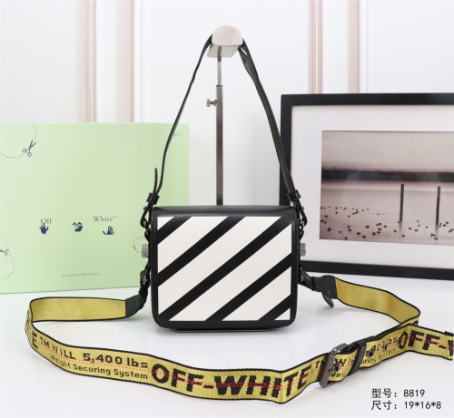 Off White Black Leather White Stripe Handbag Fashion Classic Shoulder Bag Size:18*16*9CM