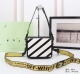 Off White Black Leather White Stripe Handbag Fashion Classic Shoulder Bag Size:18*16*9CM