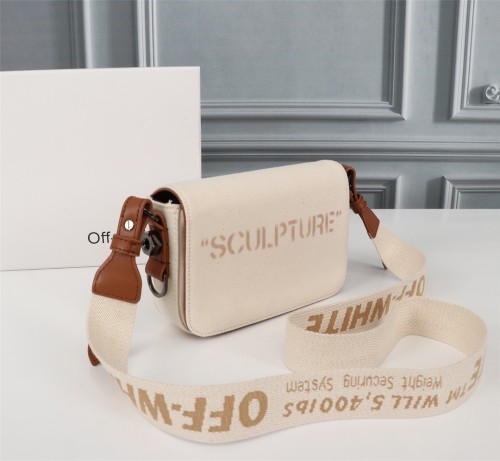 Off White Binder Clip Bag Fashion Classic Apricot Color Handbag Size:18*12*5CM