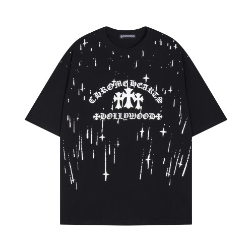 Chrome Hearts High Street Speckle Cross Print Short Sleeve Unisex Casual T-shirt
