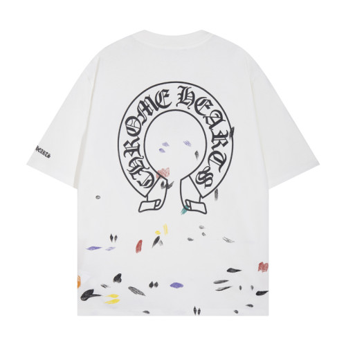 Chrome Hearts Speckled Horseshoe Sanskrit Printed Short Sleeve Unisex Casual T-shirt