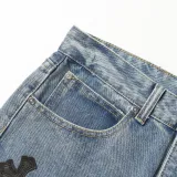 Chrome Hearts Colored Cross Straight Distressed Heavy Washed Denim Trousers