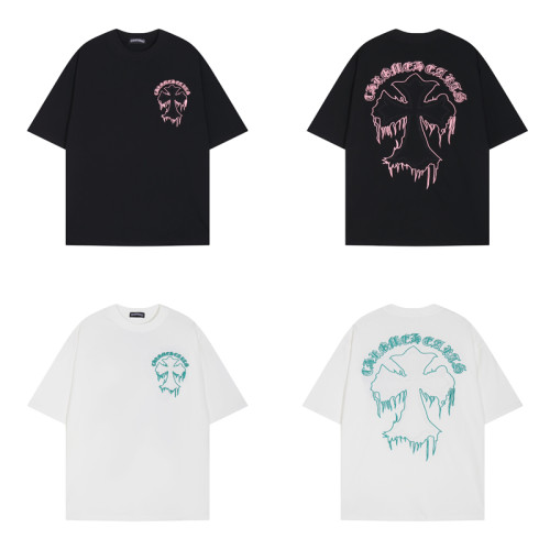 Chrome Hearts Cross Logo Embroidered Short Sleeve Unisex Casual T-shirt