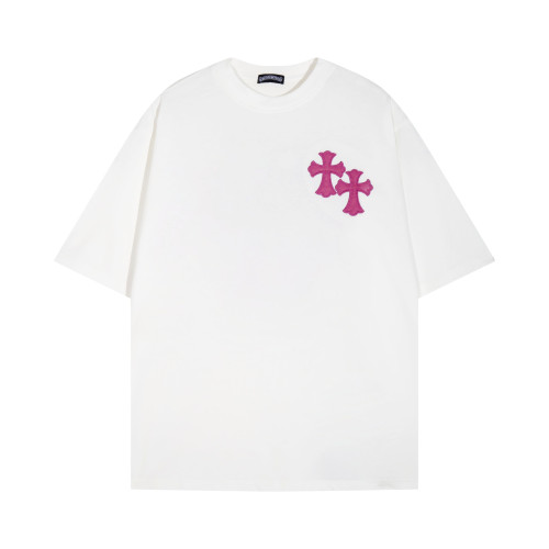 Chrome Hearts Horseshoe Sanskrit Cross Embroidered Short Sleeve Unisex Casual T-shirt