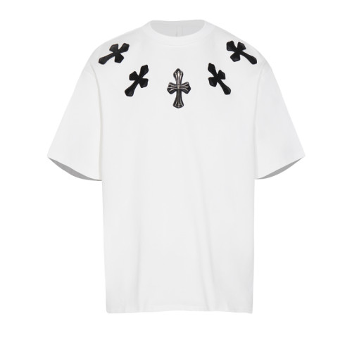 Chrome Hearts Classic Leather Cross Short Sleeve Unisex Casual Versatile T-shirt