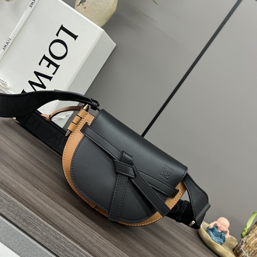Loewe Gate Dual Embroidered Woven Wide Shoulder Strap Saddle Bag Adjustable Shoulder Bag Size:21*12.5*9CM