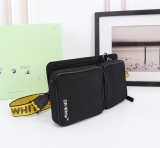 Off White New Double Pocket Waist Bag Fashion Black Crossbody Bag Size:30*16*5CM