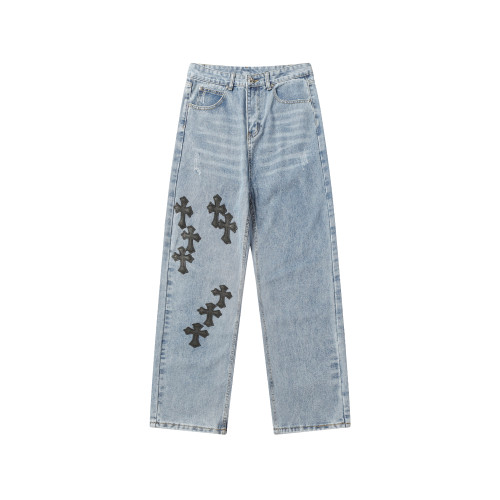 Chrome Hearts Vintage Washed Jeans Unisex Casual Street Pants