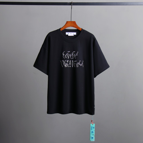 Off White Simple Artistic Logo Printed Short Sleeve Unisex Casual Loose T-shirt