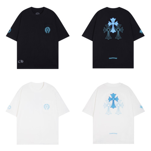Chrome Hearts Classic Cross Print Short Sleeve Unisex Casual T-shirt