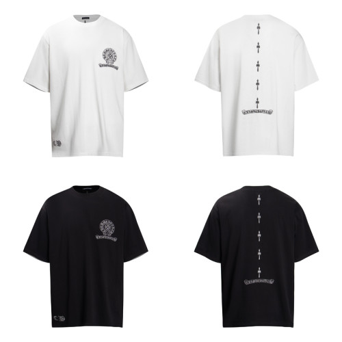 Chrome Hearts Silver Heavy Industry Embroidery Short Sleeve Couple Versatile Casual T-Shirt