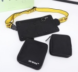 Off White New Double Pocket Waist Bag Fashion Black Crossbody Bag Size:30*16*5CM