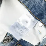 Chrome Hearts Colored Cross Straight Distressed Heavy Washed Denim Trousers
